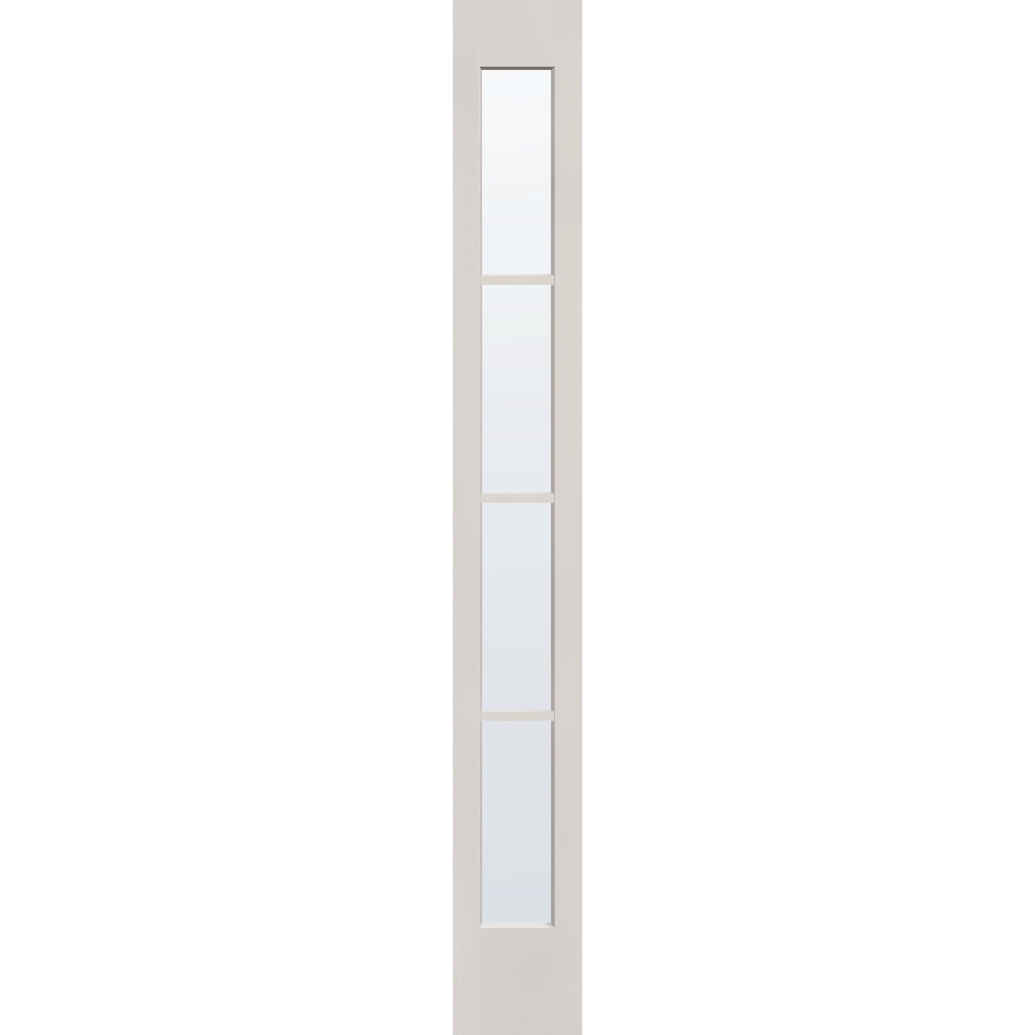 Clear flush glazed hurricane-rated fiberglass sidelite panel, full lite, 12" x 96", white satin smooth finish