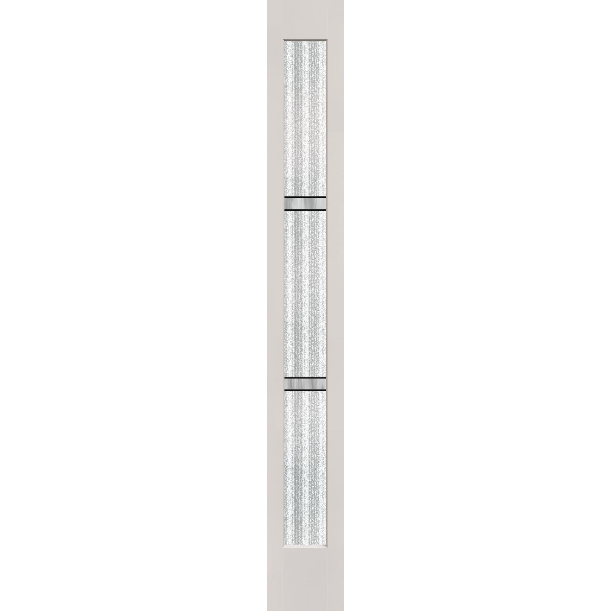 Dexter flush glazed fiberglass sidelite panel, full lite, 12" x 96", white satin smooth finish, Black Aluminum caming