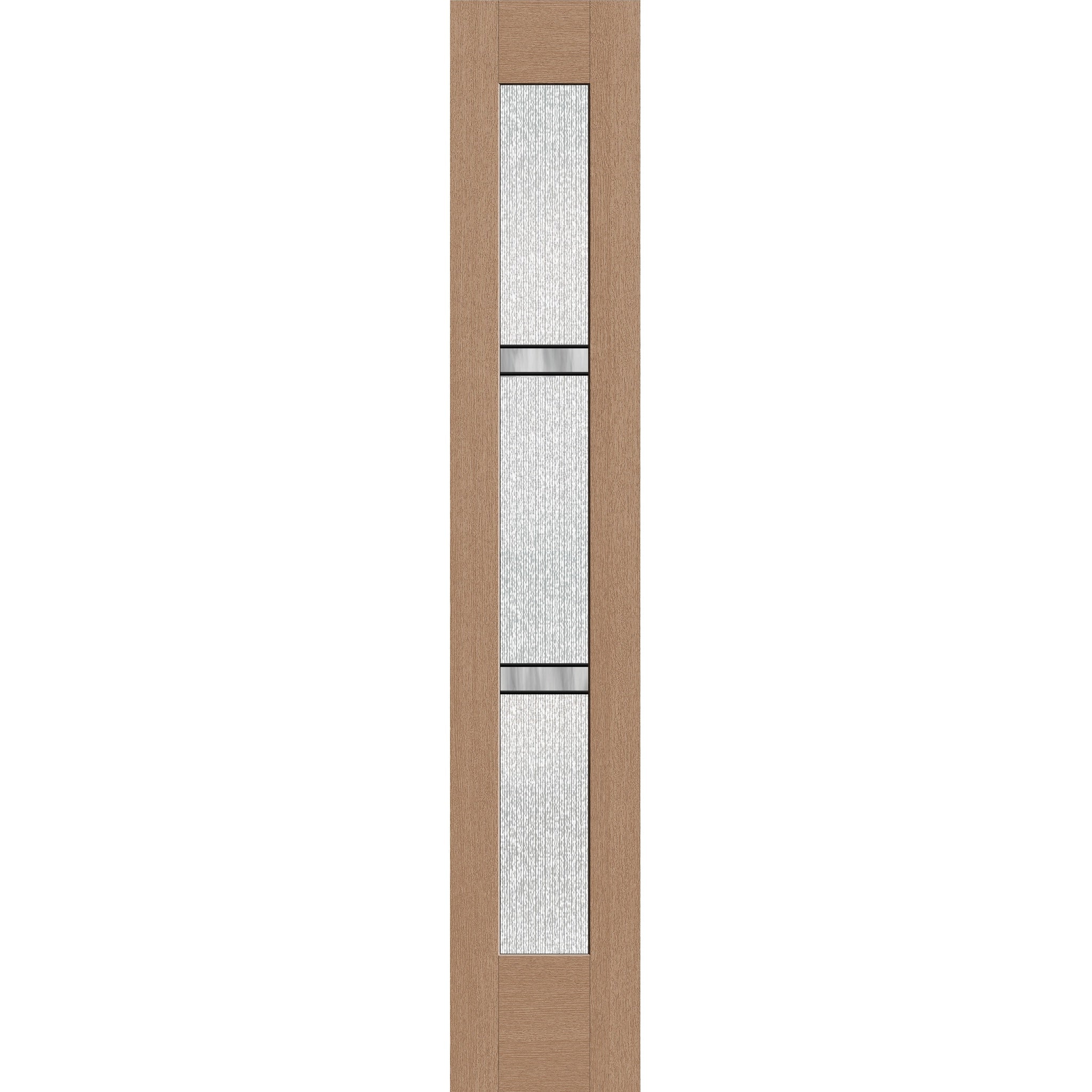 Dexter flush glazed hurricane-rated fiberglass sidelite panel, full lite, 14" x 80", tan woodgrain finish, Black Aluminum caming