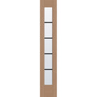 5 light grille flush glazed hurricane-rated fiberglass sidelite panel, full lite, 14" x 80", tan woodgrain finish, white grilles between glass