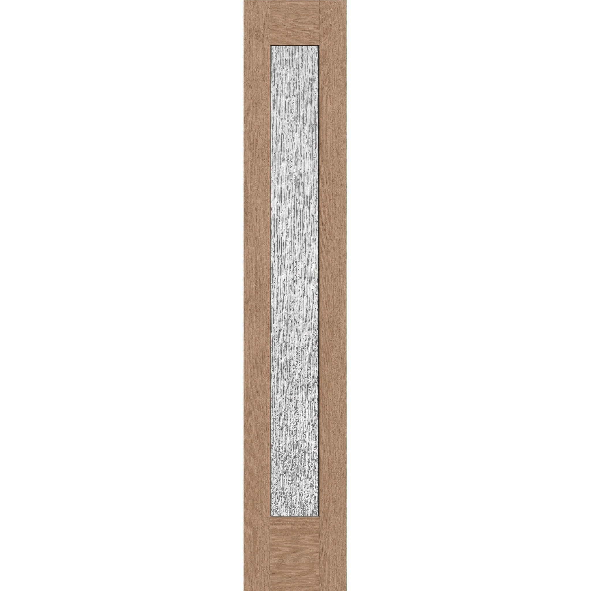Rain flush glazed hurricane-rated fiberglass sidelite panel, full lite, 14" x 80", tan woodgrain finish