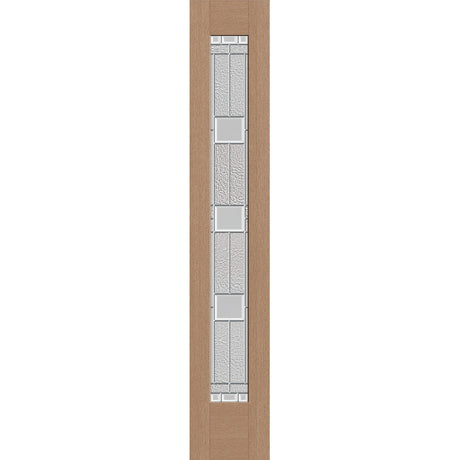 Austin flush glazed fiberglass sidelite panel, full lite, 14" x 80", tan woodgrain finish, Satin Nickel caming