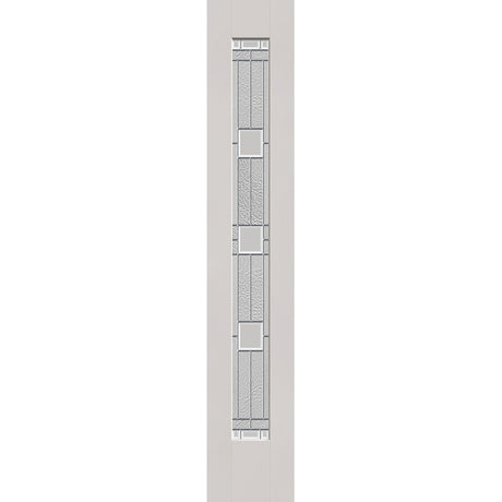Austin flush glazed hurricane-rated fiberglass sidelite panel, full lite, 14" x 80", white satin smooth finish, Satin Nickel caming