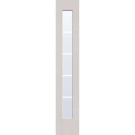 5 light grille flush glazed hurricane-rated fiberglass sidelite panel, full lite, 14" x 80", white satin smooth finish, white grilles between glass