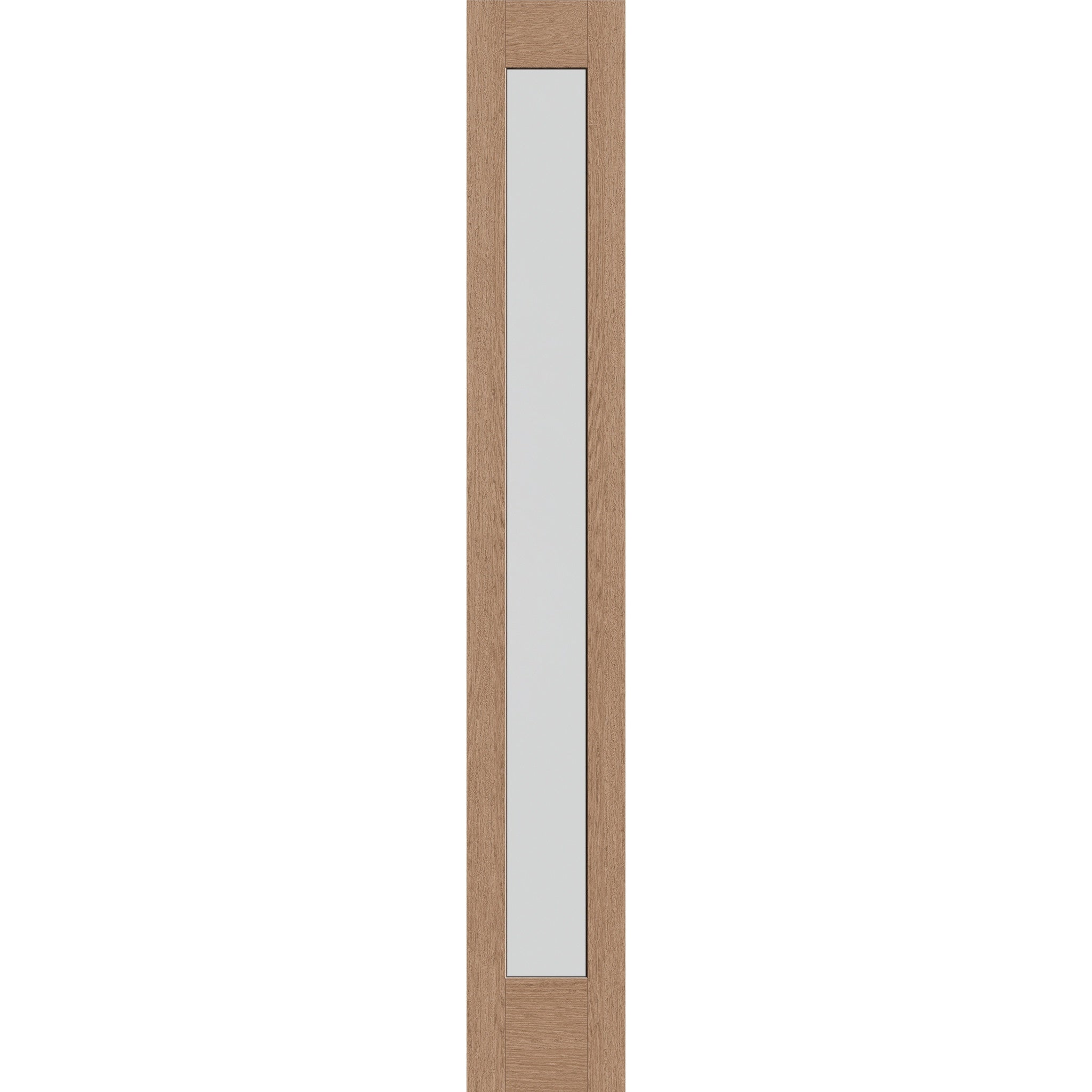 Frost flush glazed hurricane-rated fiberglass sidelite panel, full lite, 14" x 96", tan woodgrain finish