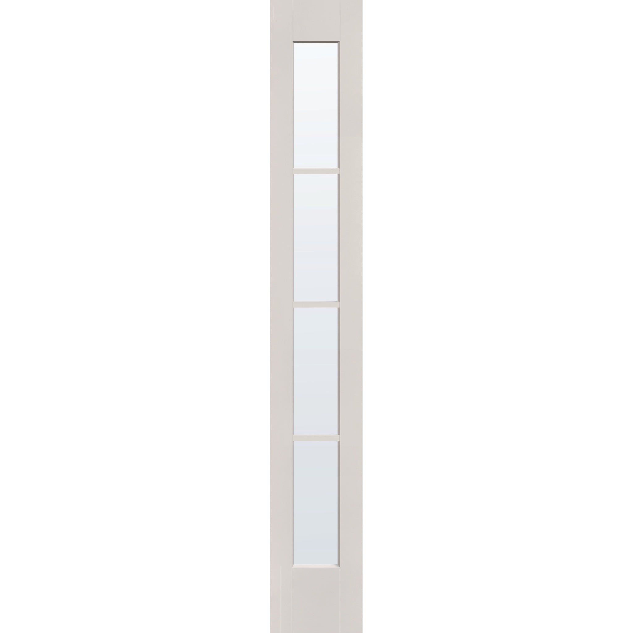 Clear flush glazed hurricane-rated fiberglass sidelite panel, full lite, 14" x 96", white satin smooth finish