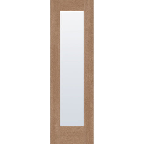 Clear flush glazed fiberglass entry door, full lite, 24" x 80", tan woodgrain finish