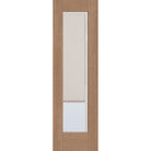 Raise & Lower Blinds flush glazed fiberglass entry door, full lite, 24" x 80", tan woodgrain finish, white blinds