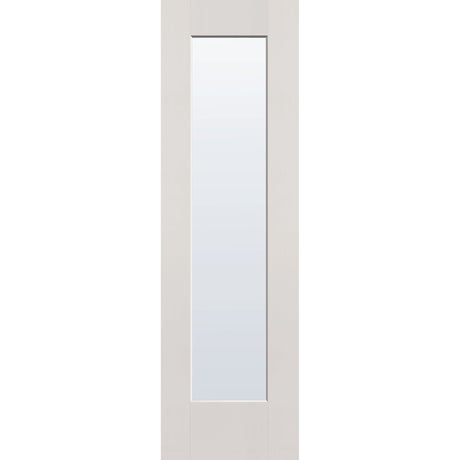 Clear flush glazed fiberglass entry door, full lite, 24" x 80", white satin smooth finish