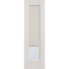 Raise & Lower Blinds flush glazed fiberglass entry door, full lite, 24" x 80", white satin smooth finish, white blinds