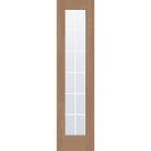 12 light grille flush glazed hurricane-rated fiberglass entry door, full lite, 24" x 96", tan woodgrain finish, white grilles between glass