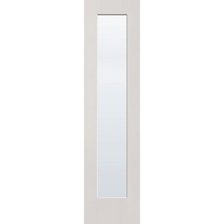 Clear flush glazed fiberglass entry door, full lite, 24" x 96", white satin smooth finish