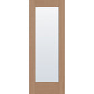Clear flush glazed hurricane-rated fiberglass entry door, full lite, 30" x 80", tan woodgrain finish