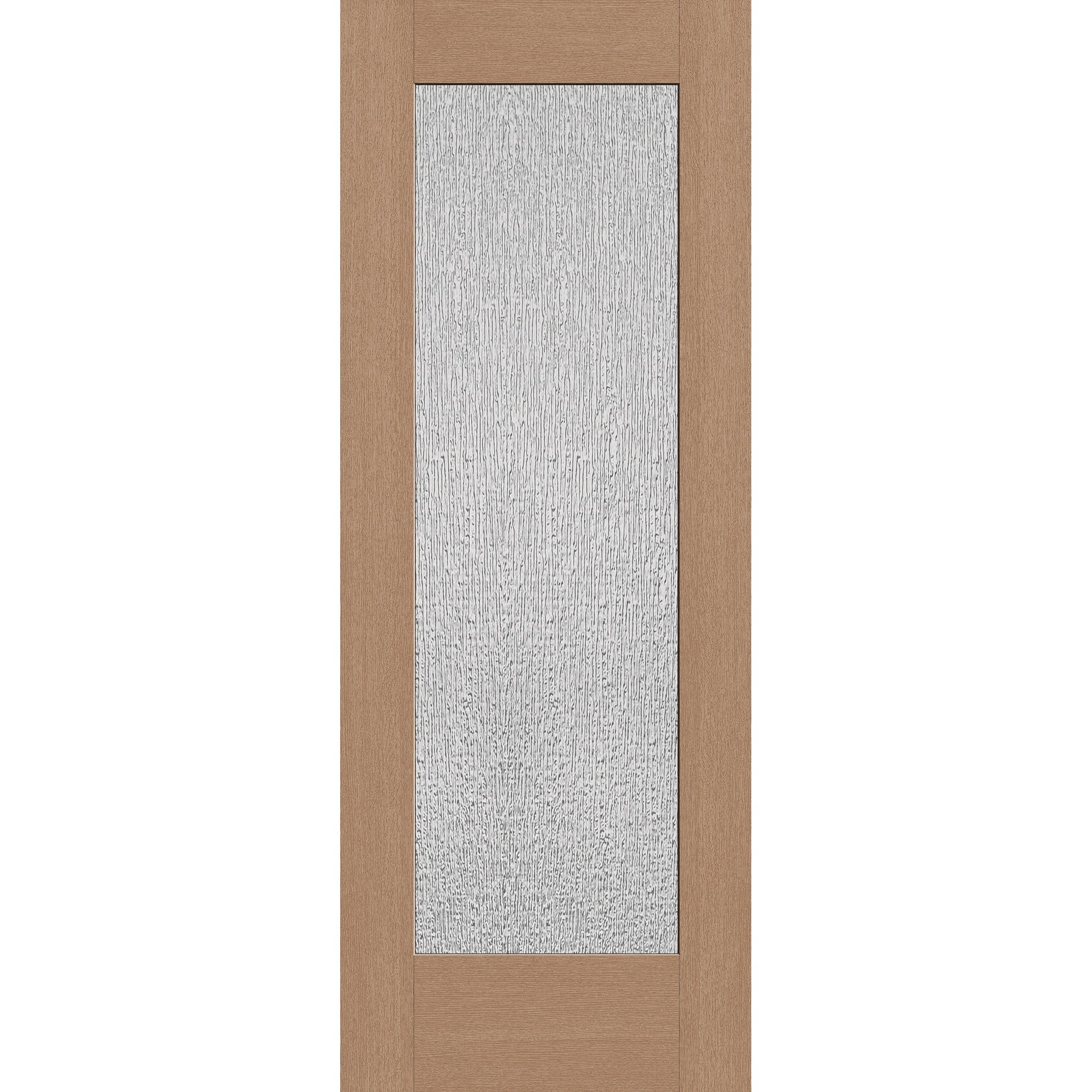 Rain flush glazed hurricane-rated fiberglass entry door, full lite, 30" x 80", tan woodgrain finish