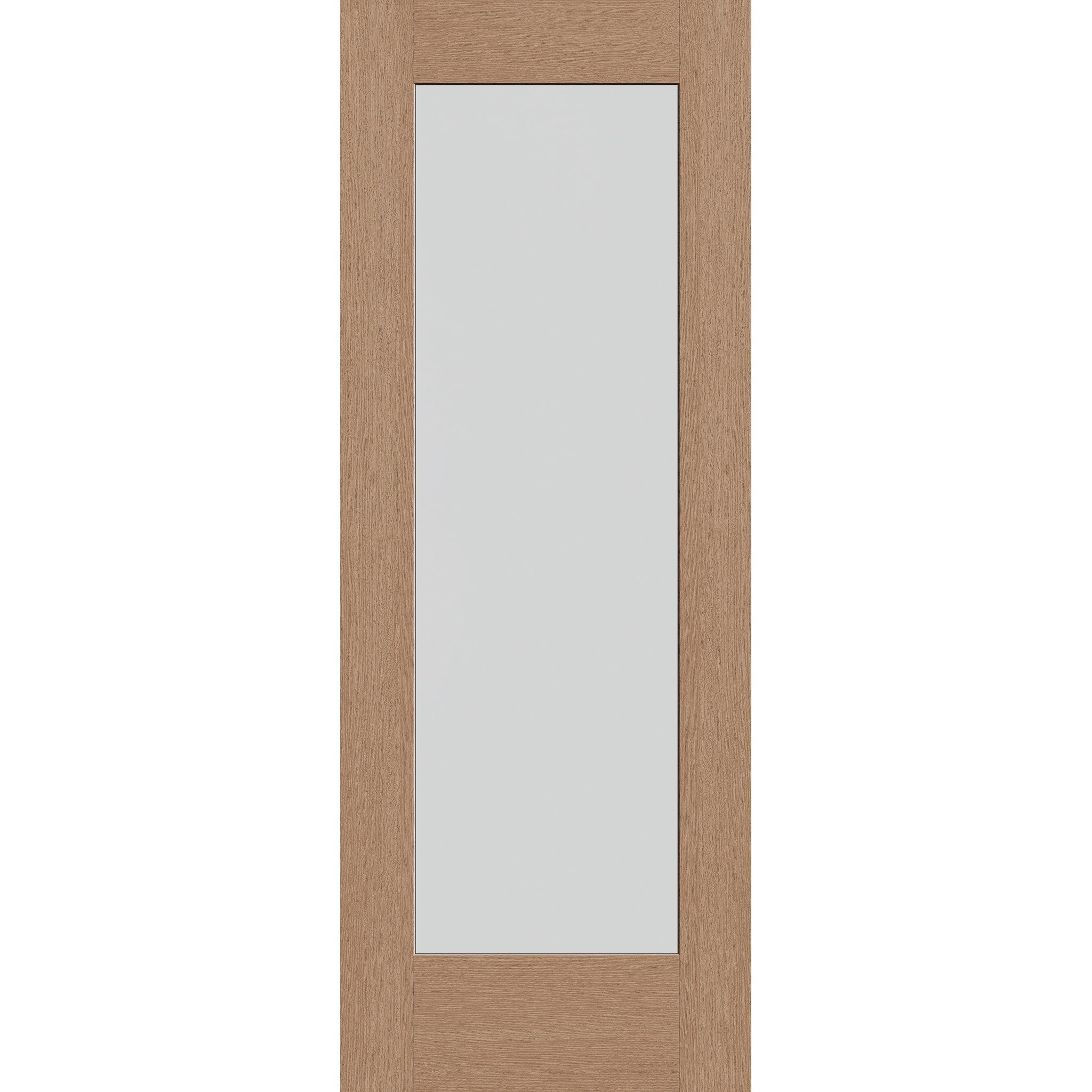 Frost flush glazed fiberglass entry door, full lite, 30" x 80", tan woodgrain finish