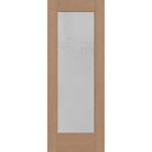 Micro-Granite flush glazed fiberglass entry door, full lite, 30" x 80", tan woodgrain finish