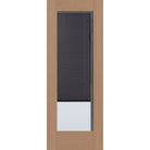 Raise & Lower Blinds flush glazed fiberglass entry door, full lite, 30" x 80", tan woodgrain finish, slate blinds