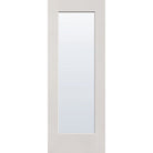 Clear flush glazed hurricane-rated fiberglass entry door, full lite, 30" x 80", white satin smooth finish
