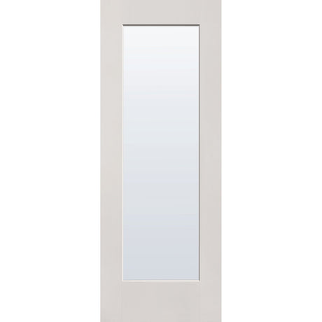 Clear flush glazed fiberglass entry door, full lite, 30" x 80", white satin smooth finish