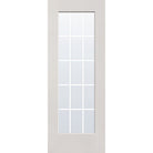15 light grille flush glazed fiberglass entry door, full lite, 30" x 80", white satin smooth finish, white grilles between glass