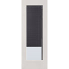 Raise & Lower Blinds flush glazed fiberglass entry door, full lite, 30" x 80", white satin smooth finish, slate blinds