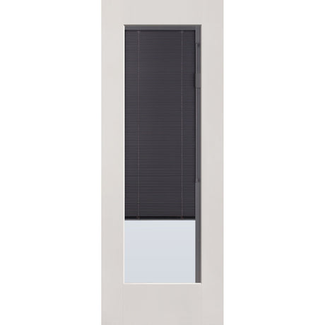 Raise & Lower Blinds flush glazed fiberglass entry door, full lite, 30" x 80", white satin smooth finish, slate blinds