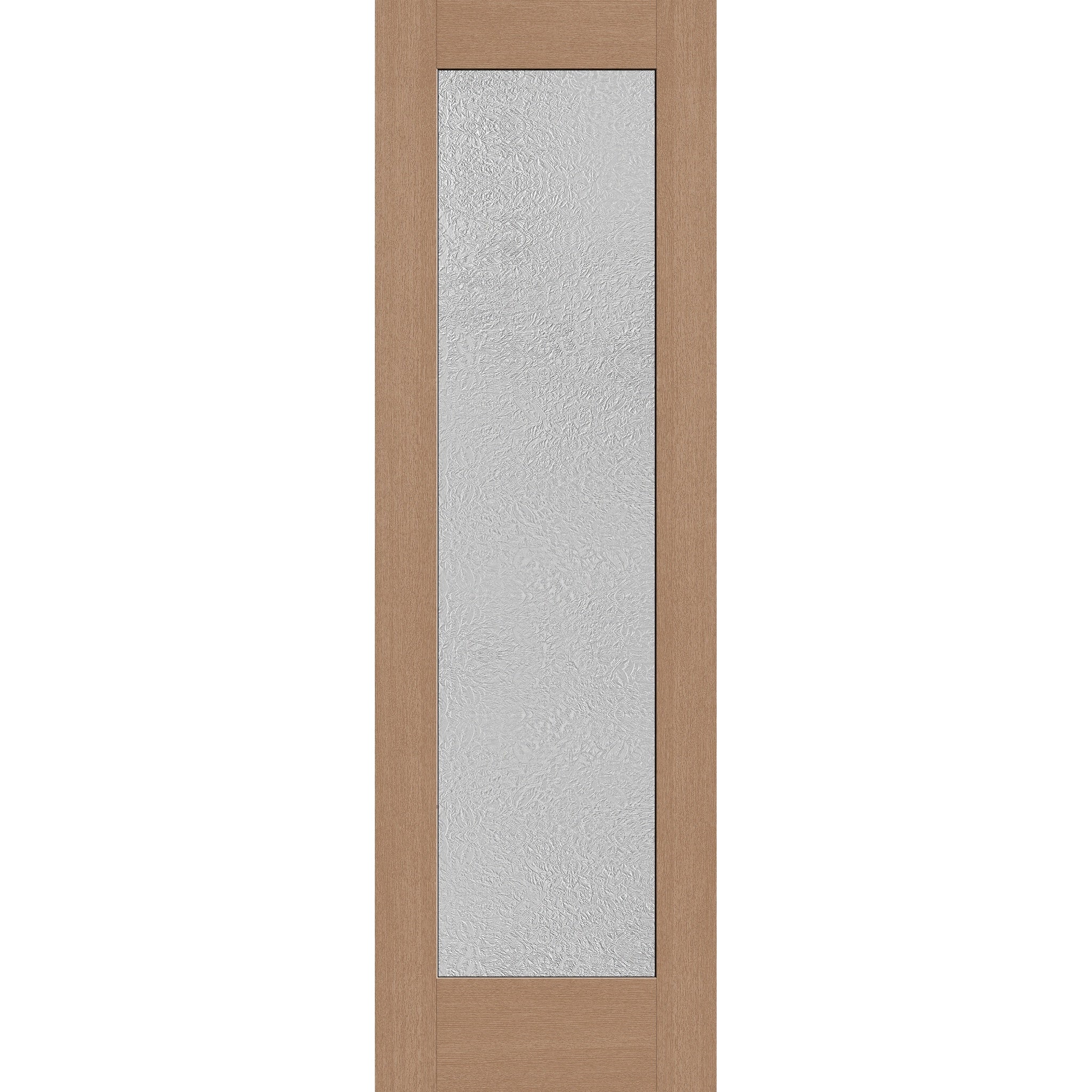Micro-Granite flush glazed hurricane-rated fiberglass entry door, full lite, 30" x 96", tan woodgrain finish