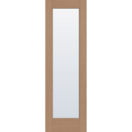 Clear flush glazed fiberglass entry door, full lite, 30" x 96", tan woodgrain finish