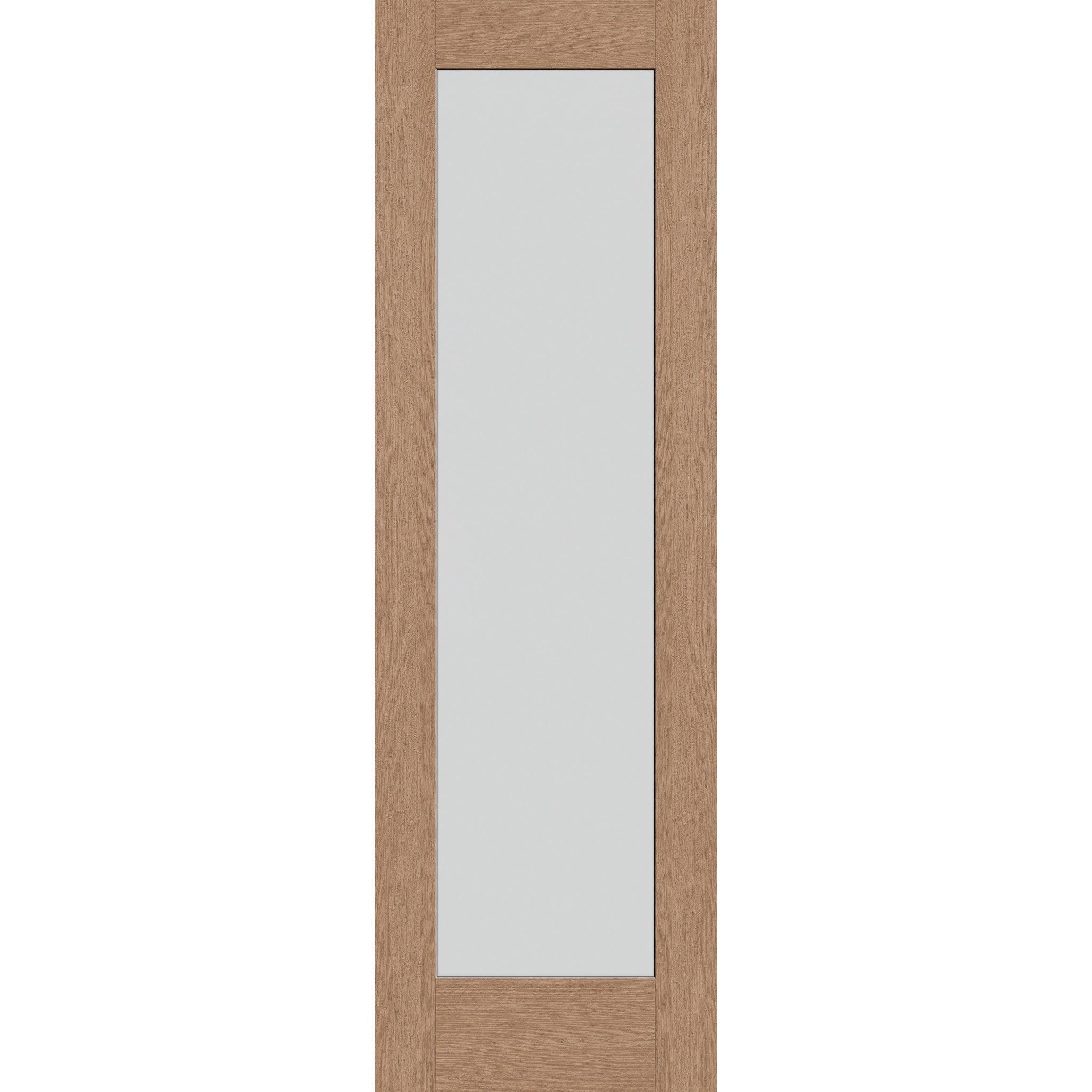 Frost flush glazed fiberglass entry door, full lite, 30" x 96", tan woodgrain finish