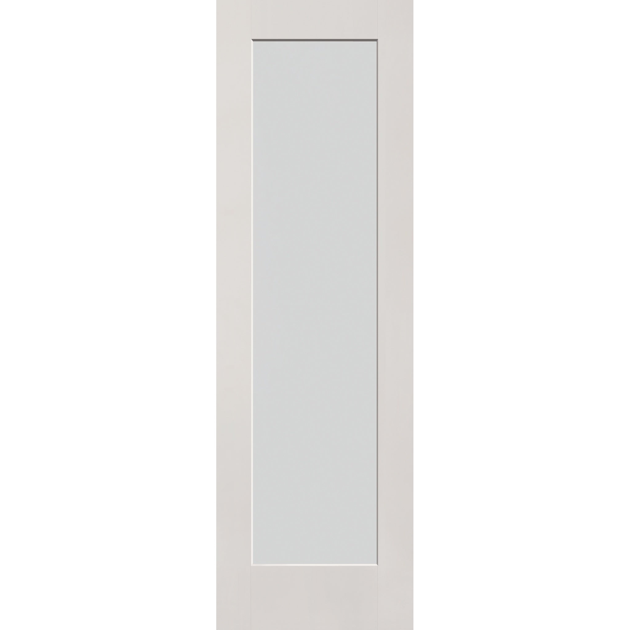 Frost flush glazed hurricane-rated fiberglass entry door, full lite, 30" x 96", white satin smooth finish