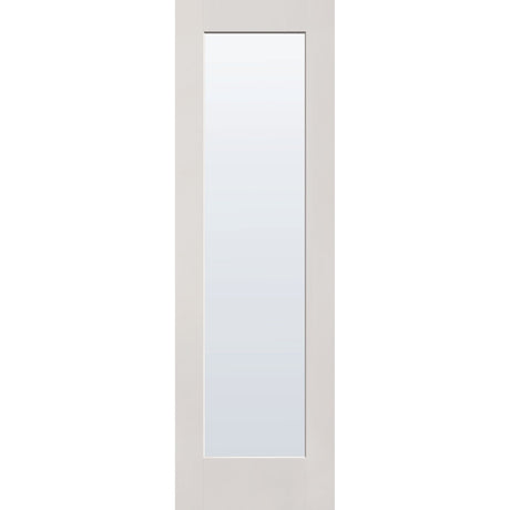 Clear flush glazed fiberglass entry door, full lite, 30" x 96", white satin smooth finish