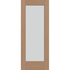 Frost flush glazed hurricane-rated fiberglass entry door, full lite, 32" x 80", tan woodgrain finish