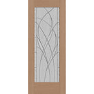 Waterside flush glazed hurricane-rated fiberglass entry door, full lite, 32" x 80", tan woodgrain finish, Black Chrome caming