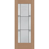 Dexter flush glazed fiberglass entry door, full lite, 32" x 80", tan woodgrain finish, Black Aluminum caming