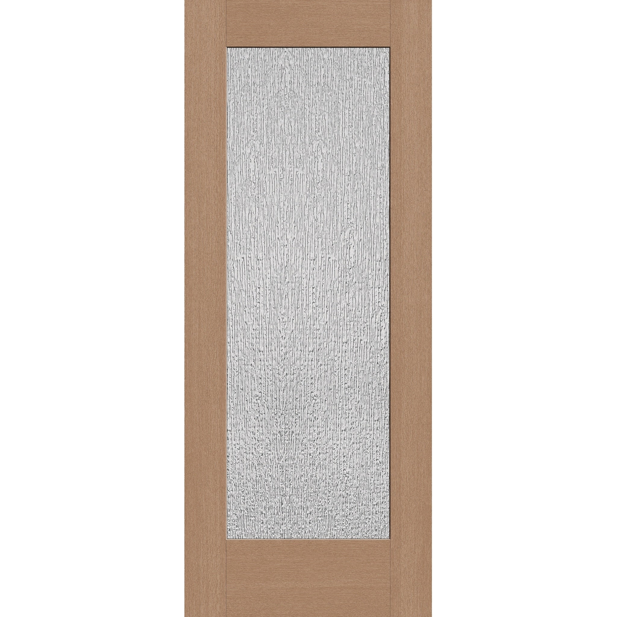 Rain flush glazed fiberglass entry door, full lite, 32" x 80", tan woodgrain finish