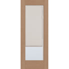 Raise & Lower Blinds flush glazed fiberglass entry door, full lite, 32" x 80", tan woodgrain finish, white blinds