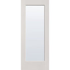 Clear flush glazed fiberglass entry door, full lite, 32" x 80", white satin smooth finish