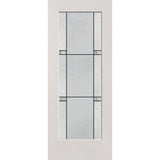 Dexter flush glazed fiberglass entry door, full lite, 32" x 80", white satin smooth finish, Black Aluminum caming