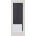 Raise & Lower Blinds flush glazed fiberglass entry door, full lite, 32" x 80", white satin smooth finish, slate blinds