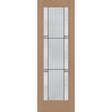 Dexter flush glazed hurricane-rated fiberglass entry door, full lite, 32" x 96", tan woodgrain finish, Black Aluminum caming