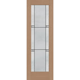 Dexter flush glazed hurricane-rated fiberglass entry door, full lite, 32" x 96", tan woodgrain finish, Black Aluminum caming