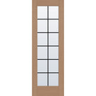 12 light grille flush glazed hurricane-rated fiberglass entry door, full lite, 32" x 96", tan woodgrain finish, black grilles between glass