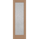 Rain flush glazed hurricane-rated fiberglass entry door, full lite, 32" x 96", tan woodgrain finish