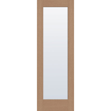 Clear flush glazed fiberglass entry door, full lite, 32" x 96", tan woodgrain finish