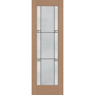 Dexter flush glazed fiberglass entry door, full lite, 32" x 96", tan woodgrain finish, Black Aluminum caming