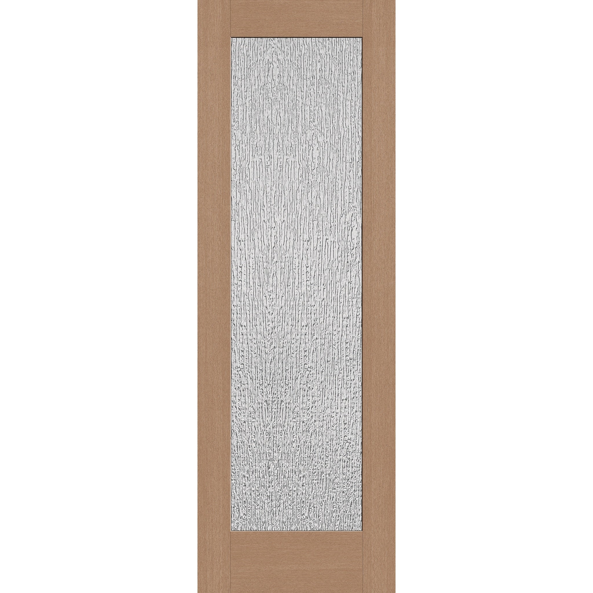Rain flush glazed fiberglass entry door, full lite, 32" x 96", tan woodgrain finish