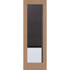 Raise & Lower Blinds flush glazed fiberglass entry door, full lite, 32" x 96", tan woodgrain finish, slate blinds