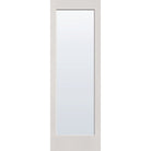 Clear flush glazed fiberglass entry door, full lite, 32" x 96", white satin smooth finish