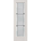 Dexter flush glazed fiberglass entry door, full lite, 32" x 96", white satin smooth finish, Black Aluminum caming