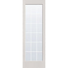 18 light grille flush glazed fiberglass entry door, full lite, 32" x 96", white satin smooth finish, white grilles between glass